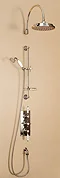Burlington Clyde Claremont Valve w Curved Arm, 9" Rose & Slider Rail Kit - Brass Backplate Large Image