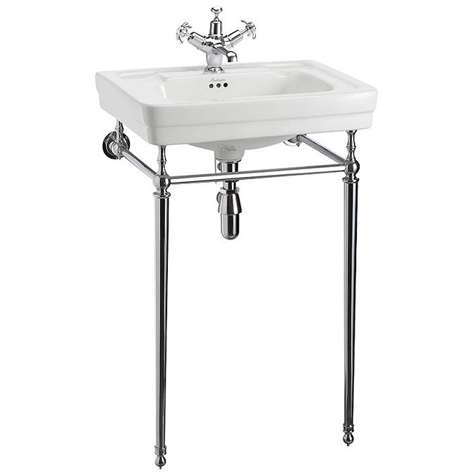 Burlington Contemporary Medium Basin and Chrome Wash Stand - Various Tap Hole Options Large Image