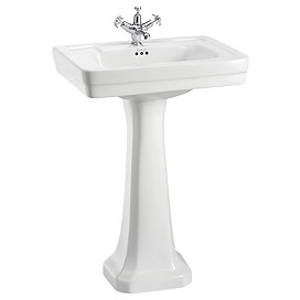 Burlington Contemporary Medium Basin and Pedestal - Various Tap Hole Options Large Image