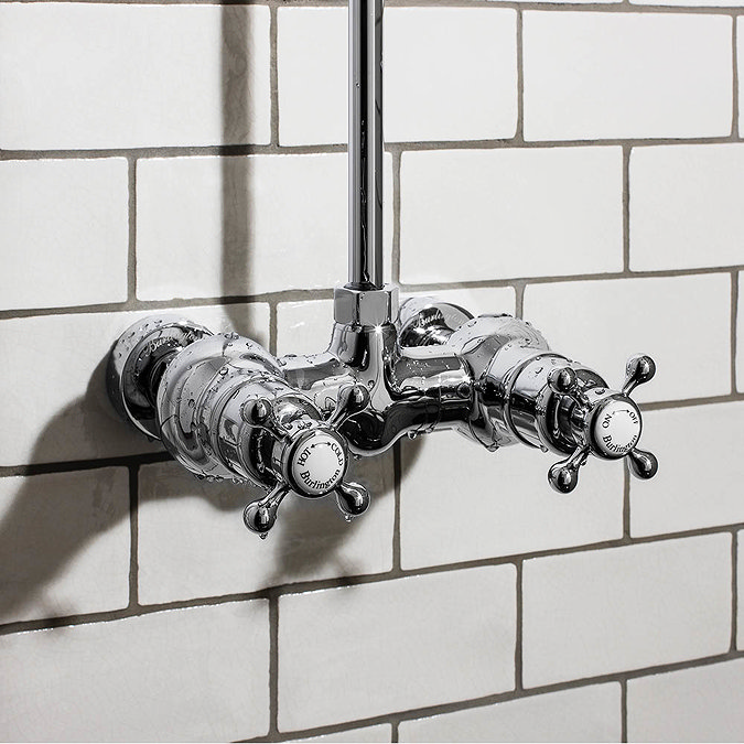 Burlington Eden Thermostatic Single Outlet Exposed Shower Bar Valve & Rigid Riser with Fixed Head  F