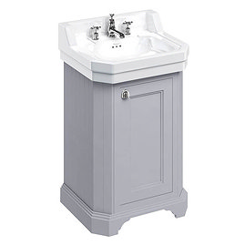 Burlington Edwardian 560mm 3TH Classic Grey Freestanding Cloakroom Vanity Unit & Basin Large Image