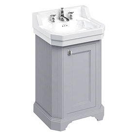 Burlington Edwardian 560mm 3TH Classic Grey Freestanding Cloakroom Vanity Unit & Basin Large Image