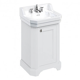 Burlington Edwardian 560mm 3TH Matt White Freestanding Cloakroom Vanity Unit & Basin Large Image