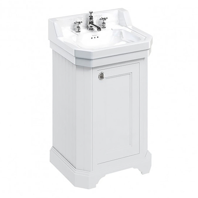 Burlington Edwardian 560mm 3TH Matt White Freestanding Cloakroom Vanity Unit & Basin Large Image