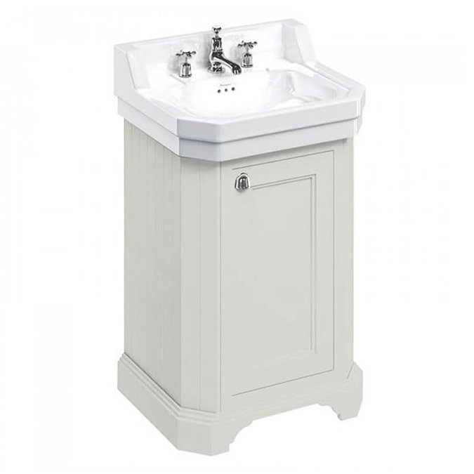 Burlington Edwardian 560mm 3TH Sand Freestanding Cloakroom Vanity Unit & Basin Large Image