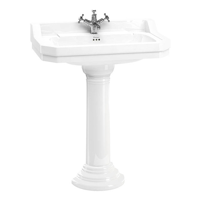 Burlington Edwardian 80cm Basin and Regal Pedestal - Various Tap Hole Options Large Image