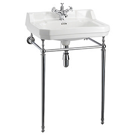 Burlington Edwardian Large Basin and Chrome Wash Stand - Various Tap Hole Options Large Image