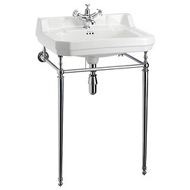 Burlington Edwardian Large Basin and Chrome Wash Stand - Various Tap Hole Options Large Image