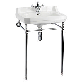 Burlington Edwardian Large Basin and Chrome Wash Stand - Various Tap Hole Options Large Image