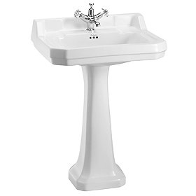 Burlington Edwardian Large Basin and Pedestal - Various Tap Hole Options Large Image