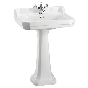 Burlington Edwardian Large Basin and Regal Pedestal - Various Tap Hole Options Large Image