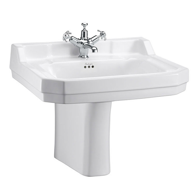 Burlington Edwardian Large Basin and Semi Pedestal - Various Tap Hole Options Large Image