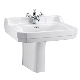 Burlington Edwardian Large Basin and Semi Pedestal - Various Tap Hole Options Large Image