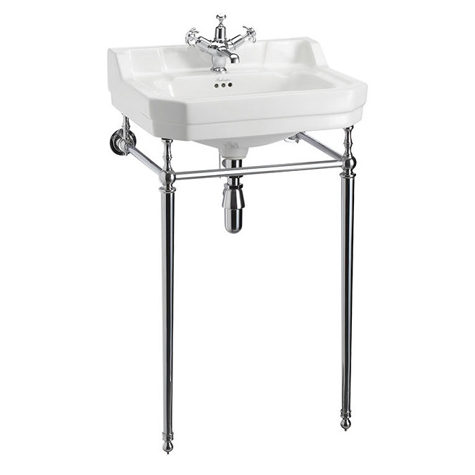 Burlington Edwardian Medium Basin and Chrome Wash Stand - Various Tap Hole Options Large Image