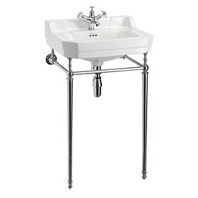 Burlington Edwardian Medium Basin and Chrome Wash Stand - Various Tap Hole Options Large Image