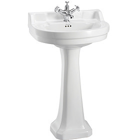 Burlington Edwardian Round Medium Basin and Regal Pedestal - Various Tap Hole Options Large Image