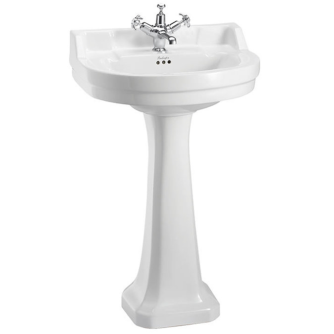 Burlington Edwardian Round Medium Basin and Pedestal - Various Tap Hole Options Large Image