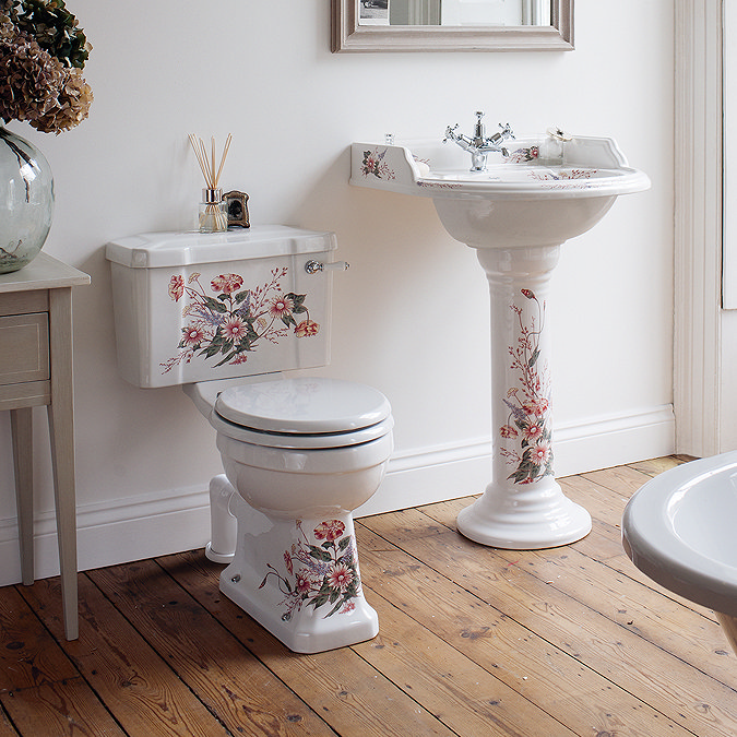 Burlington English Garden Close Coupled Toilet - Ceramic Lever Flush Profile Large Image