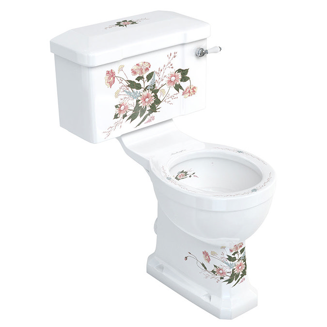 Burlington English Garden Close Coupled Toilet - Ceramic Lever Flush Large Image