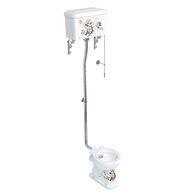 Burlington English Garden High Level Toilet and Cistern with Pull Rod Flush Large Image