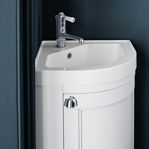 Burlington Freestanding 43cm Corner Vanity Unit & Basin Classic Grey