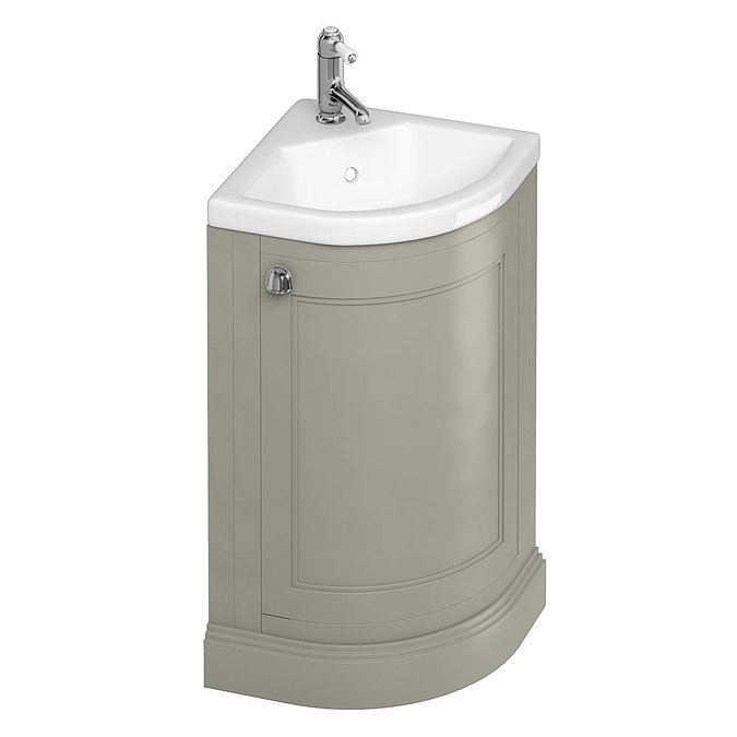 Burlington Freestanding 43cm Corner Vanity Unit & Basin - Dark Olive Large Image