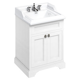 Burlington 65 2-Door Vanity Unit & Classic Basin (Matt White - 3 Tap Hole) Large Image