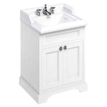 Burlington 65 2-Door Vanity Unit & Classic Basin - Matt White Profile Large Image