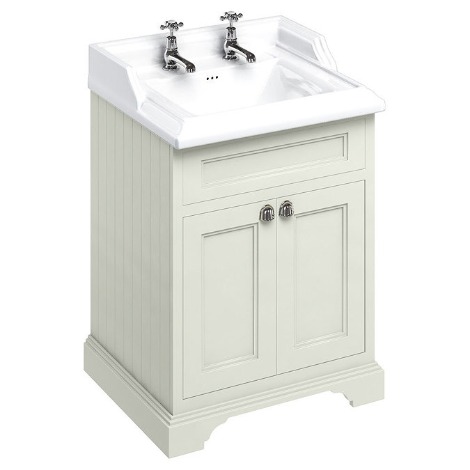 Burlington 65 2-Door Vanity Unit & Classic Basin (Sand - 2 Tap Hole) Large Image