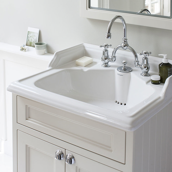 Burlington 65 2-Door Vanity Unit & Classic Invisible Overflow/Waste Basin (Dark Olive - 2 Tap Hole)