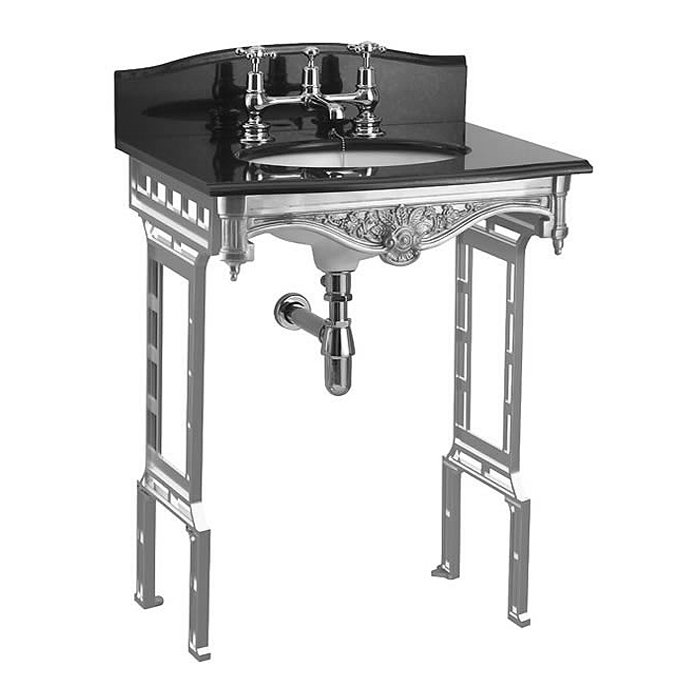 Burlington Georgian 1TH Black Granite Basin with Polished Aluminium Wash Stand Profile Large Image