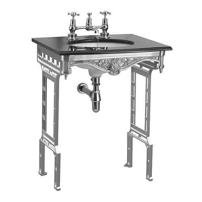 Burlington Georgian 1TH Black Granite Basin with Polished Aluminium Wash Stand Feature Large Image