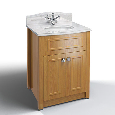 Burlington Georgian Marble Basin with Vanity Unit - Oak Profile Large Image