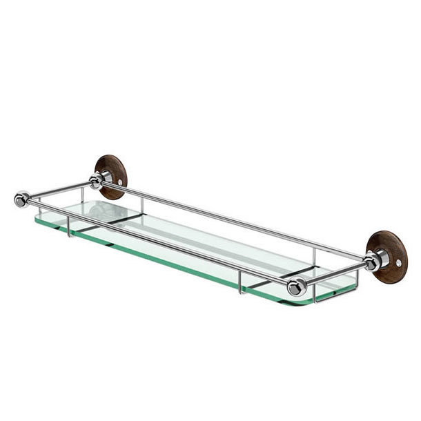 Burlington Glass Shelf with Guard Rail Walnut A18WAL at Victorian Plumbing UK