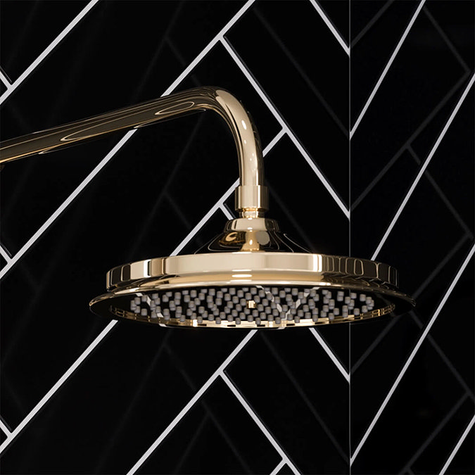 Burlington Gold 9" Shower Rose + Straight Wall Mounted Arm Profile Large Image