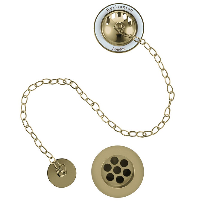 Burlington Gold Bath Overflow, Plug & Chain