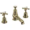 Burlington Gold Claremont 3TH Basin Mixer with Pop-up Waste Large Image