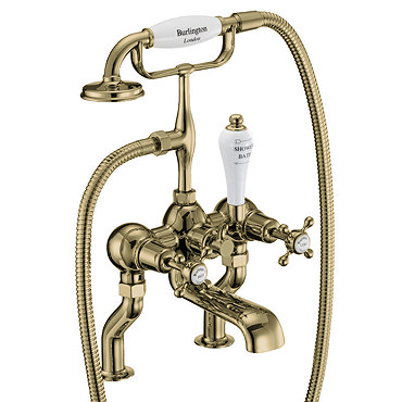Burlington Gold Claremont Deck Mounted Bath Shower Mixer  Profile Large Image