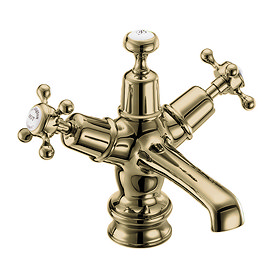 Burlington Gold Claremont Regent Basin Mixer with Click-Clack Waste Large Image