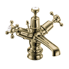 Burlington Gold Claremont Regent Basin Mixer with Pop-up Waste Large Image