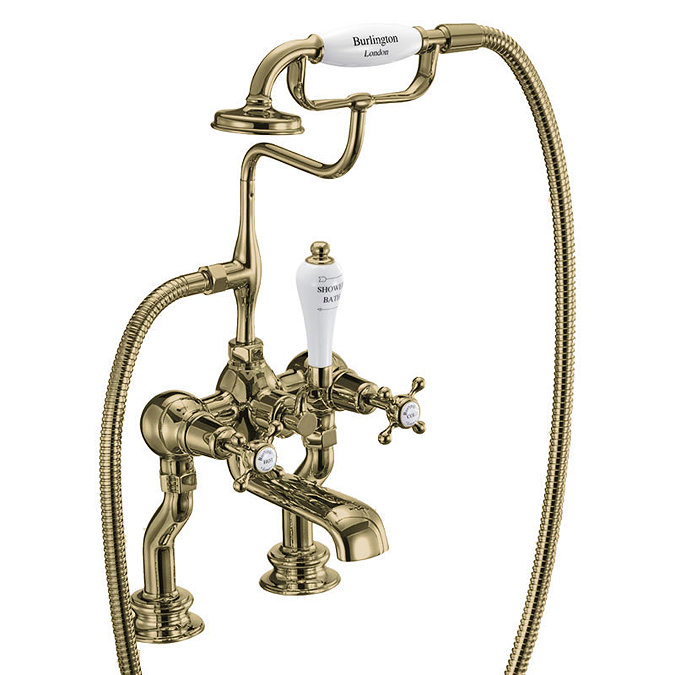 Burlington Gold Claremont Regent Deck Mounted Bath Shower Mixer Large Image