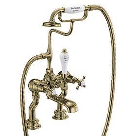 Burlington Gold Claremont Regent Deck Mounted Bath Shower Mixer Large Image