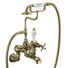 Burlington Gold Claremont Regent Wall Mounted Bath Shower Mixer Large Image