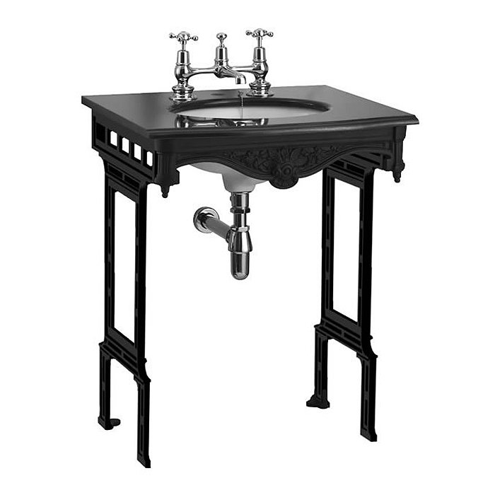 Burlington Georgian Black Granite Basin with Black Aluminium Wash Stand Feature Large Image