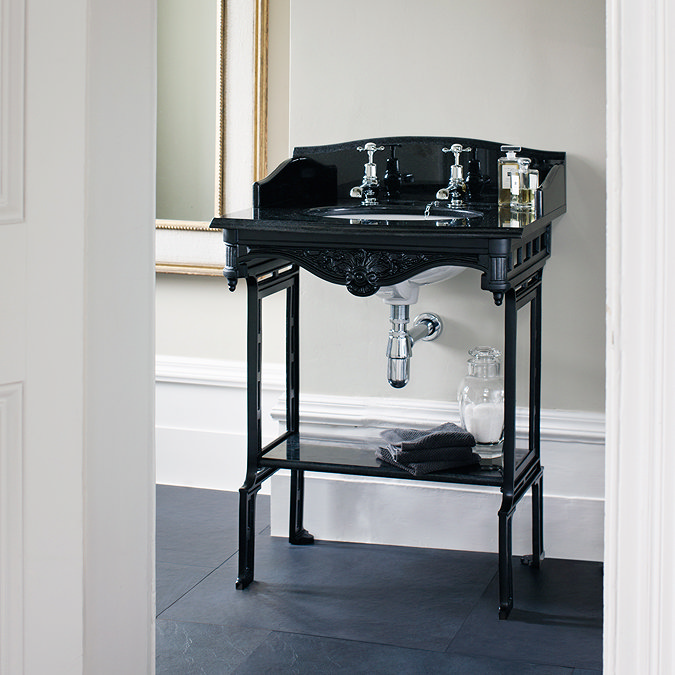 Burlington Georgian Black Granite Basin with Black Aluminium Wash Stand Standard Large Image