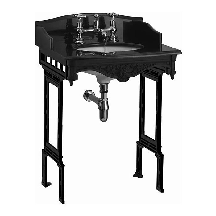 Burlington Georgian Black Granite Basin with Black Aluminium Wash Stand Large Image