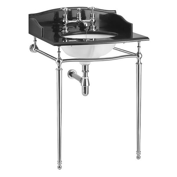 Burlington Georgian 1TH Black Granite Basin with Chrome Wash Stand Large Image