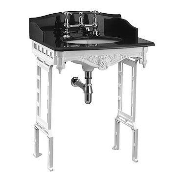 Burlington Georgian Black Granite Basin with White Aluminium Wash Stand Profile Large Image