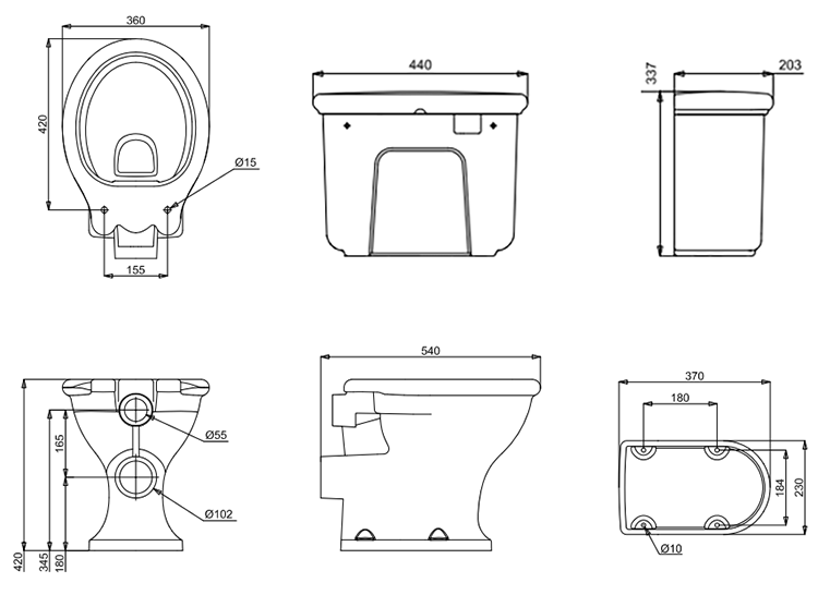 Burlington Guild Low Level Toilet - Chrome