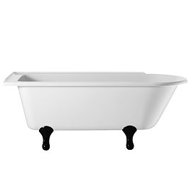 Burlington - Hampton 1500mm Showering Bath with Black Classical Legs - Left Hand Option Large Image